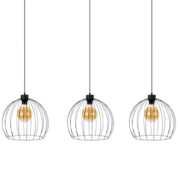 Loftowa lampa wisząca COOP 188419304 druciany zwis czarny drewno