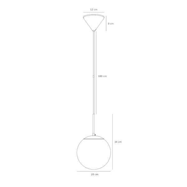 Wisząca lampa szklana kula CAFE 39563001 do salonu biały srebrny