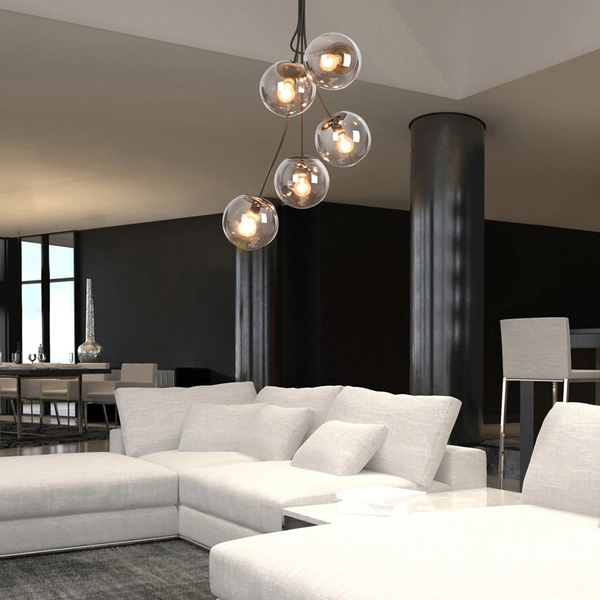 Loftowa lampa wisząca Glory 3508 przydymione molekuły kule nad łóżko