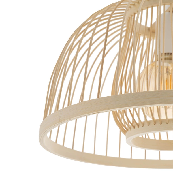 Lampa zwisająca Krabi 11158 japandi bambusowa miska cage metalowa biała