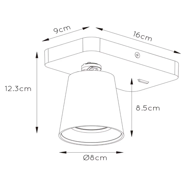 Ścienny kinkiet TURNON 09928/05/30 Lucide stożek loftowy czarny