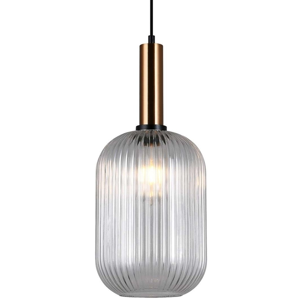 LAMPA wisząca ANTIOLA PND-5588-1L-BRO+CL Italux plisowana OPRAWA loftowy zwis mosiężny przezroczysty