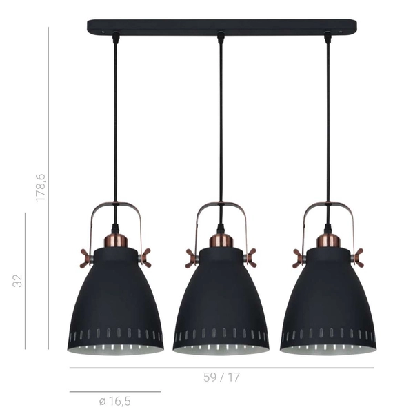 LAMPA wisząca FRANKLIN MD-HN8026S-3-B+RC Italux industrialna OPRAWA metalowa LISTWA sufitowa zwis loft kaskada grafitowa