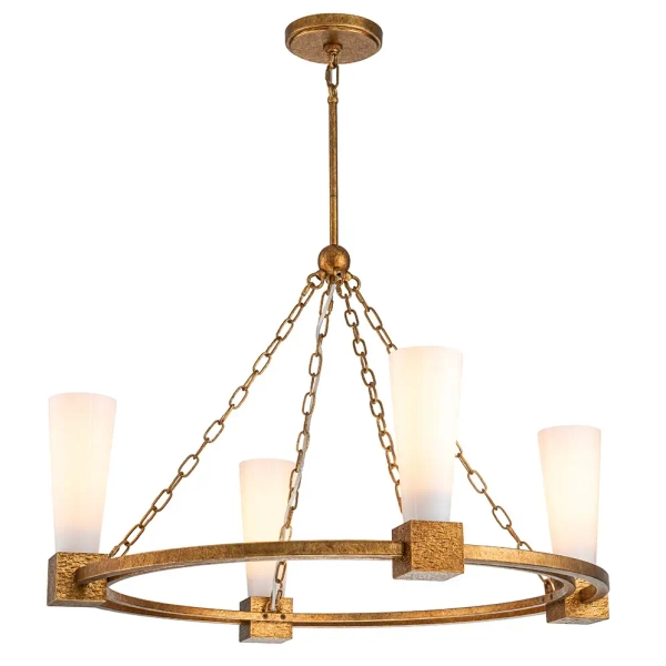 Łańcuchowa lampa wisząca Kristy KRISTY4-DG-OPAL tubki biała złota