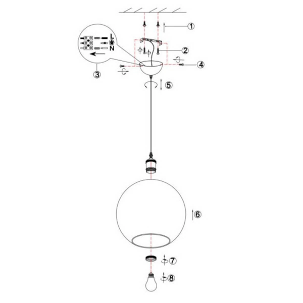 Wisząca lampa Dino R30771004 RL Light zwis bańka bursztynowa