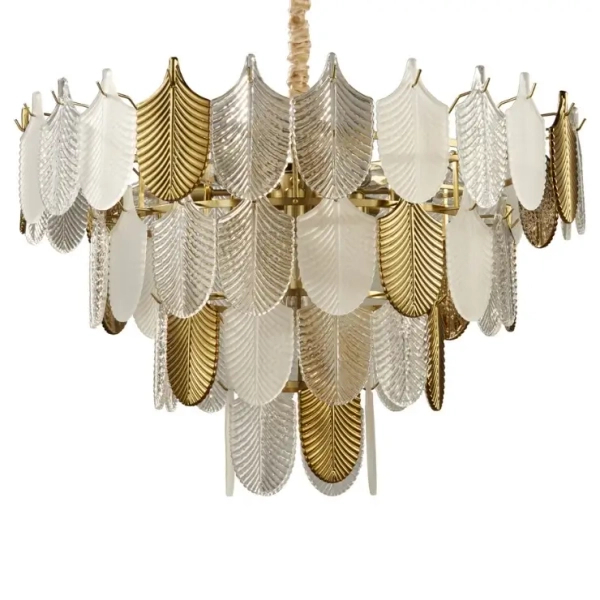 Lampa wisząca Secret D824P-800 Step do salonu listki białe złote