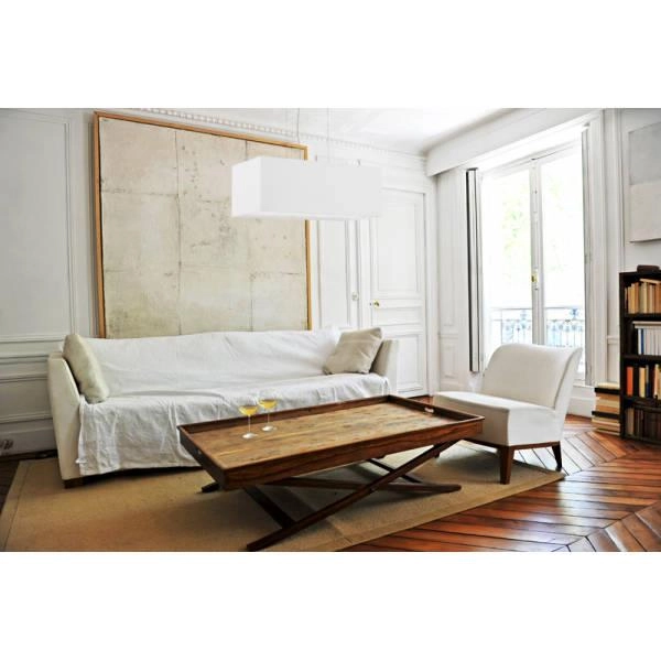 LAMPA wisząca SL.0781 prostokątna OPRAWA abażurowy zwis biały