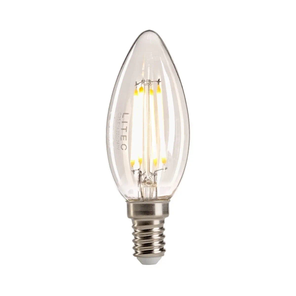 Żarówka świecznikowa Litec LP-LED4W-E14-C3C 4W 400lm 3000K przezroczysta