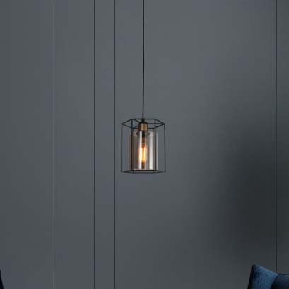 Industrialna LAMPA wisząca KALULA PND-78901-1-BK+SG Italux metalowy ZWIS druciany do przedpokoju czarny