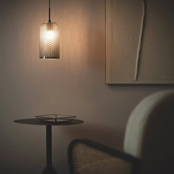 Szklana wisząca lampa Slendore ABR-LWS-C-SLN do sypialni szara