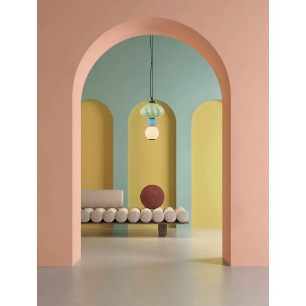 Szklana lampa wisząca CASURNO LE45220 LED 8W 3000K zielona niebieska