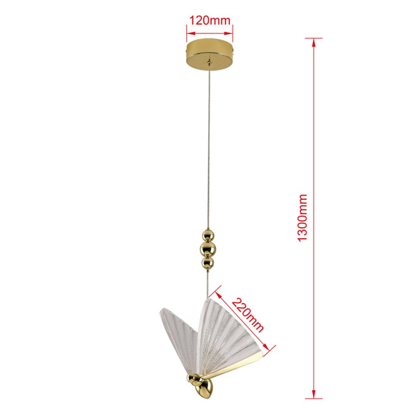 Glamour lampa zwisowa Mariposa LP-1715/1P LED 8W 3000-6000K motyl złota OUTLET
