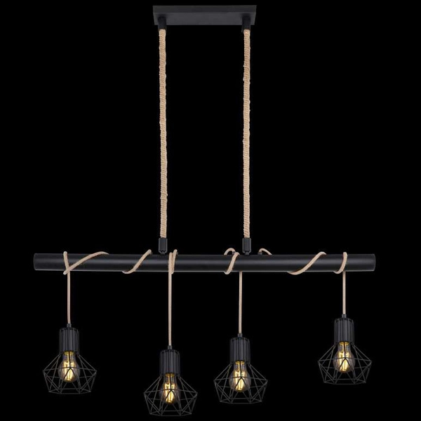 LAMPA wisząca PRISKA 54017-4H Globo belka OPRAWA skandynawska ZWIS liny brązowe czarne