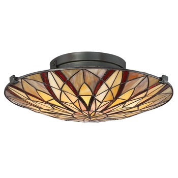 Sufitowa lampa tiffany Victory QZ-VICTORY-SF okrągła brązowa kolorowa