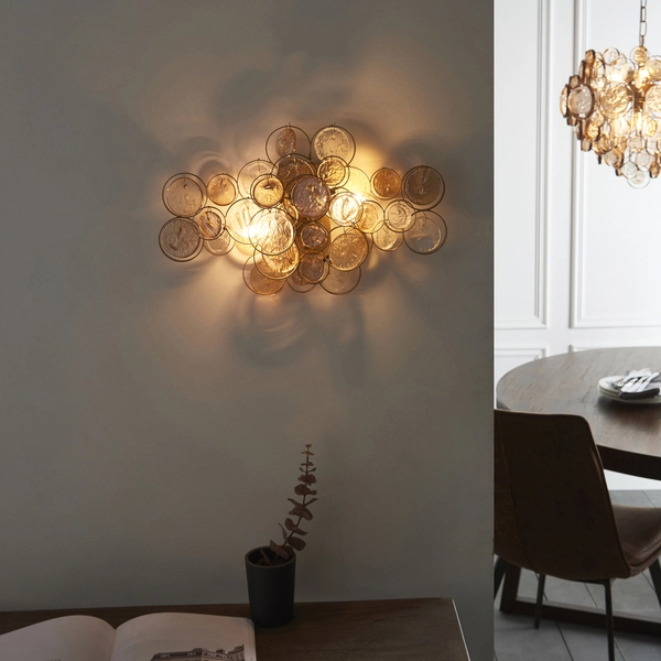 Dekoracyjny kinkiet L&-191990 Light& szklane płatki bursztynowy złoty