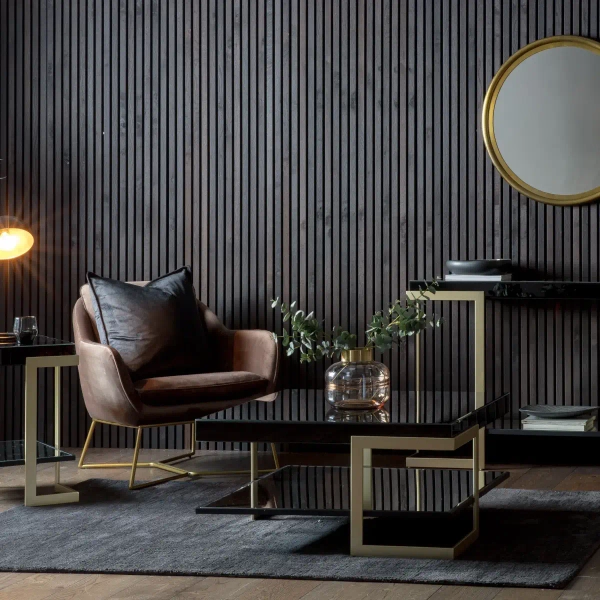 Kawowy stolik kwadratowy Ardella 5059413405266 czarny złoty