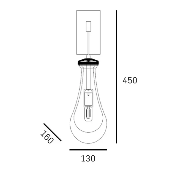 Kinkiet ścienny MEMPHIS mosięzny metalowy szklany zwis łezka E14 1-punktowa W01170BR
