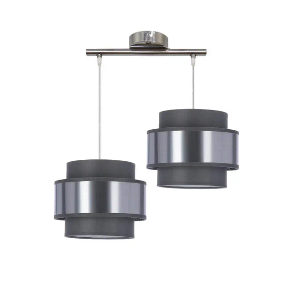 Podwójna lampa z abażurem HARE 32-18489 metalowa chrom szara srebrna