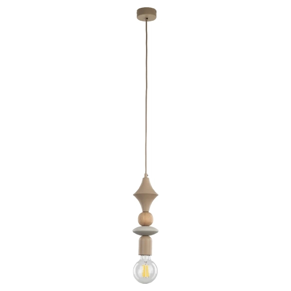 Drewniana lampa sufitowa zwis Tower Sabia Wood 10959 geometryczna beżowy