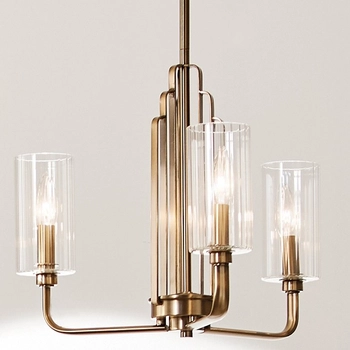 Żyrandol wiszący QN-KIMROSE3-BNB art deco szklany mosiądz