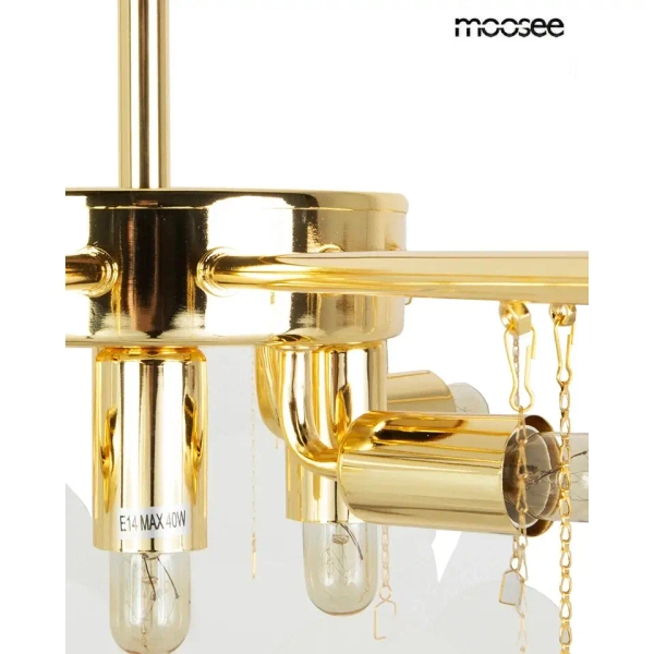 Szklana wisząca lampa SUONO złota biała MSE1501100567 6xE14 glamour
