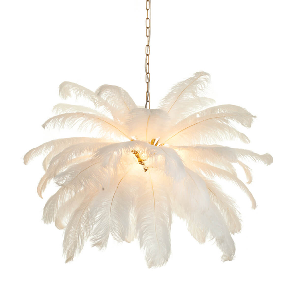 Wisząca lampa pióra EMU ST-DN127 white do salonu biały złoty