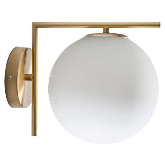 Kinkiet LAMPA ścienna CONDI MBM-7475/1-G MDECO modernistyczna OPRAWA szklana kula ball mosiądz biała