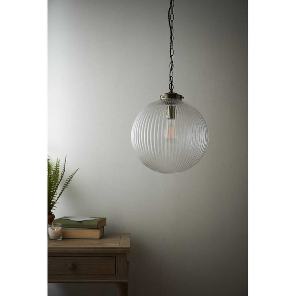 Kulista lampa wisząca Brydon 71124 Endon rustykalna mosiądz przezroczysta
