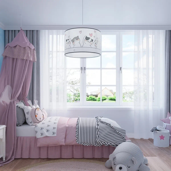 Lampa wisząca do pokoju dziecięcego CAT SL.1419 z abażurem kolorowa