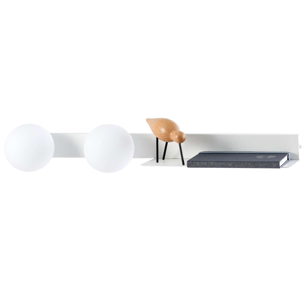 LAMPA ścienna BOTANICA 20852201 Kaspa metalowa OPRAWA półka KINKIET kule balls białe