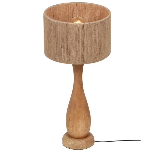 Drewniana lampka nocna TOBA 567200130 do sypialni japandi brązowa