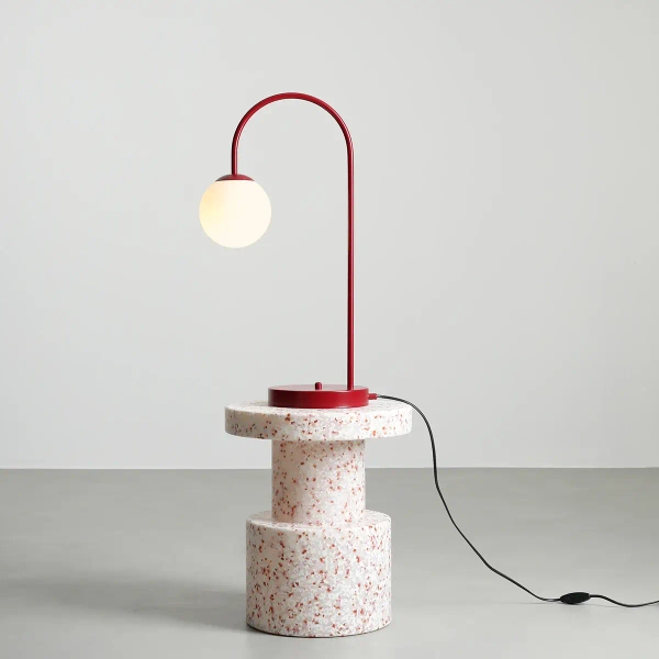Kulista lampa stołowa Una 1116B15 szklana kula czerwona biała