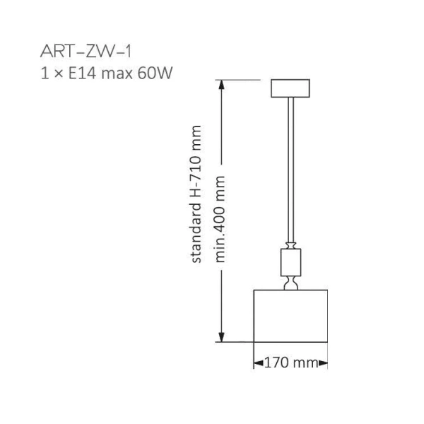 Wisząca lampa abażurowa Artu ART-ZW-1 (N) nad stół biała nikiel