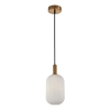 Szklana lampa wisząca Della PND-31982-1A-GD ryflowana biała złota