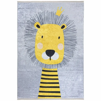 Tkaninowy dywan Lew 322852 do pokoju dziecięcego szary żółty