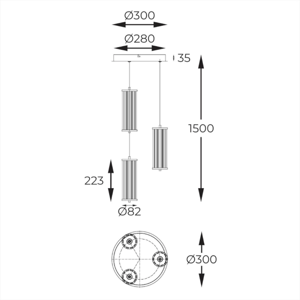 Potrójna Lampa wisząca Cally MD3147-3A-3GT LED 23W 3000-6000K złoty