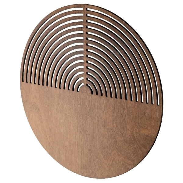 Ścienna lampa drewniana Lunar Wood 11015 okrągła ażurowa brązowa