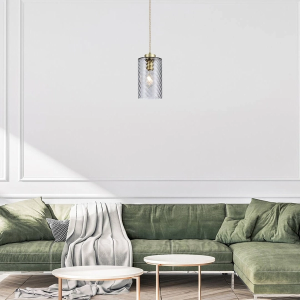 LAMPA wisząca SHEILA 5228 Rabalux szklana OPRAWA zwis tuba przydymiona złota