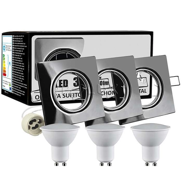 Sufitowe LAMPY wpuszczane OLIN 305879 Polux zestaw 3 kwadratowych OPRAW regulowanych LED 10,5W 3000K metalowych czarne