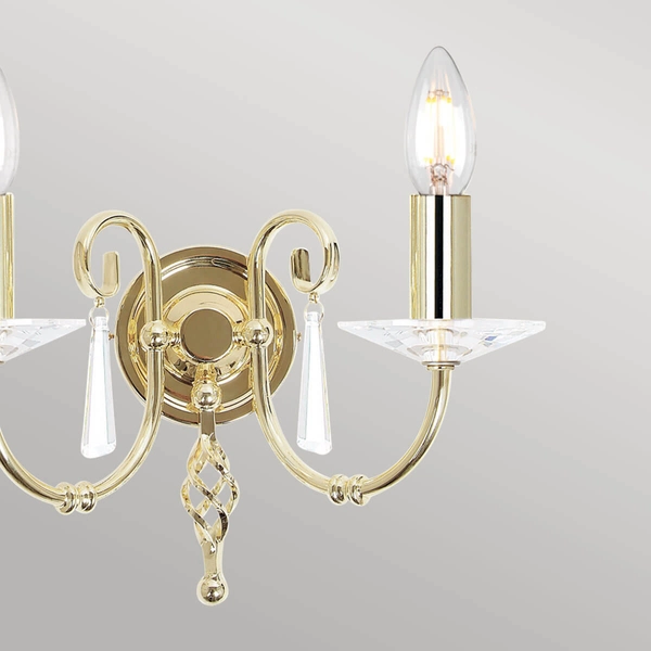 Świecznikowy kinkiet Aegean AG2-POL-BRASS kryształowy polerowany mosiądz