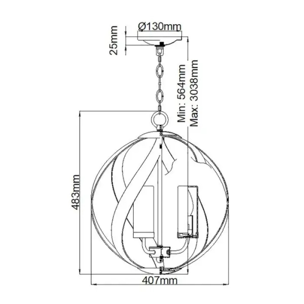 Wisząca lampa na łańcuchu Blacksmith QN-BLACKSMITH-3P-OBK IP44 czarny