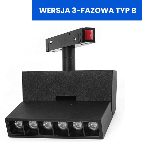 Łamana lampa do szyn magnetycznych 3-fazowych 813 Domeno LED 6W 3000K czarna