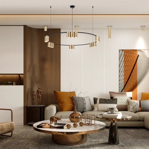 Pierścieniowa lampa wisząca GENESIS ML0378 tubki złote czarne