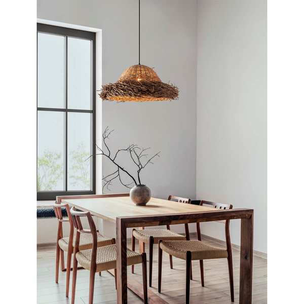 Wisząca lampa z trawy morskiej ALLENDE LE44491 boho beżowy