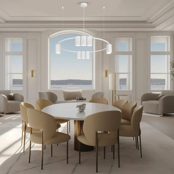 Metalowa lampa wisząca GENESIS ML0374 pierścień tuby białe