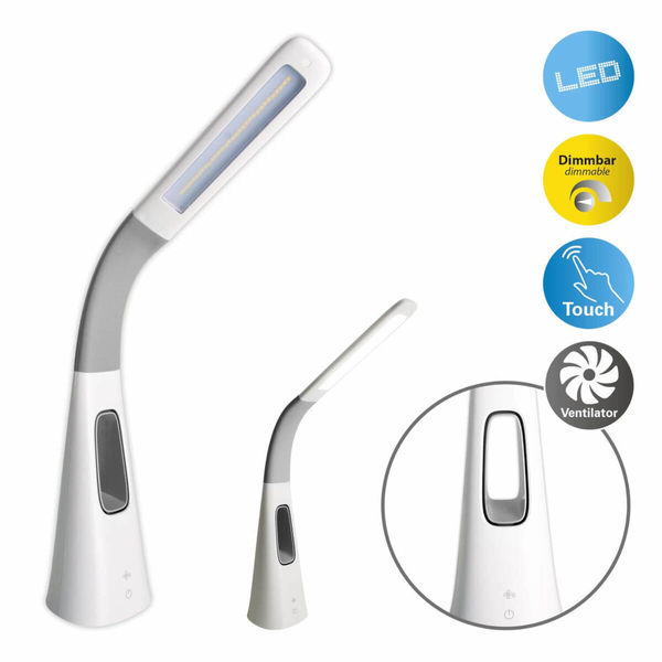 Lampka biurowa z wentylatorem Ventu 3187323 LED 4W 5600K dotykowy wiatrak biały