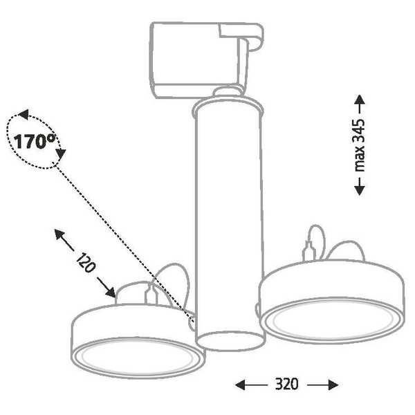 LAMPA sufitowa NATORI 6610 Shilo metalowa OPRAWA regulowane reflektorki do 3-fazowego systemu szynowego czarne