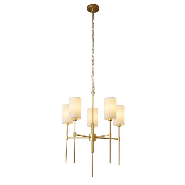 Abażurowa lampa wisząca DARLING ST-9501-5 GOLD złoty biały