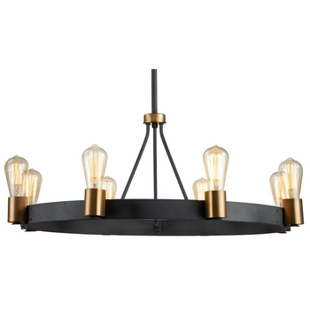 Wisząca lampa nad stół QN-SILAS-8P-DZ okrąg czarna mosiądz