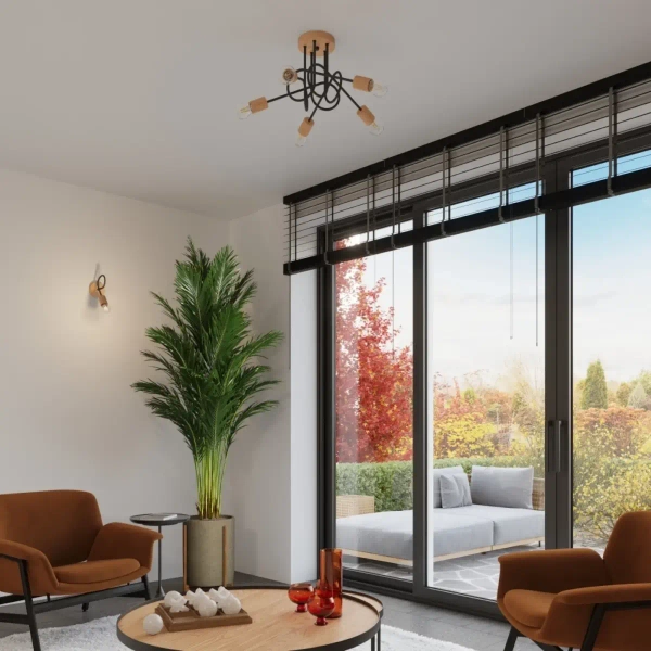 Skandynawska lampa sufitowa EMBER SL.1477 drewniana czarna